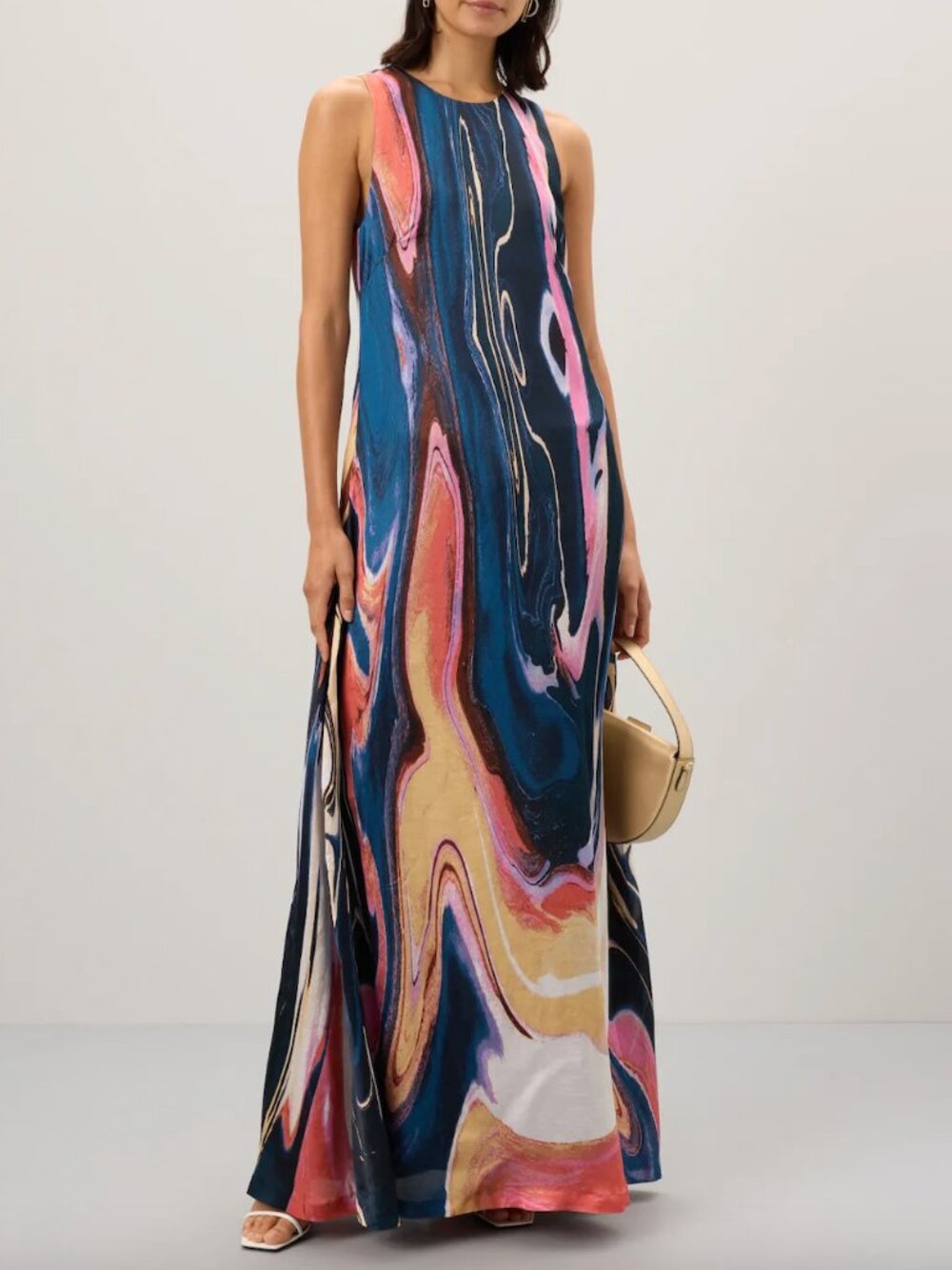 Derek Lam 10 Crosby Inaya Sleeveless Maxi Dress in Blue Abstract Formal Gown 6